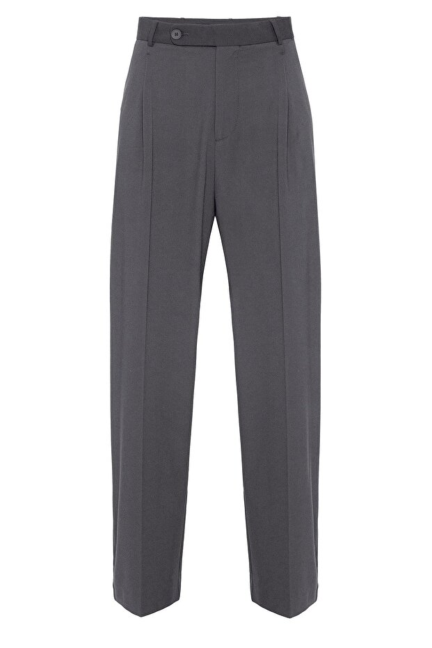 Antrasit Baggy Yüksek Bel Erkek Kumaş Pantolon - 7