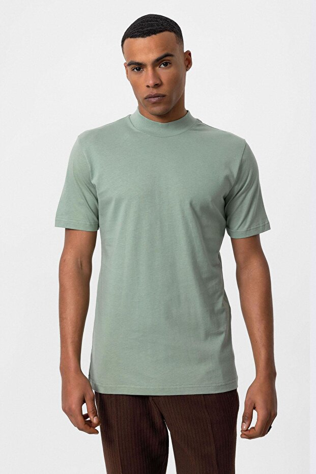 Mint Slim Fit Basic T-Shirt - 1