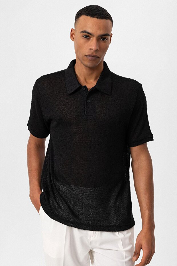Polo Collar Knitted Men's T-Shirt