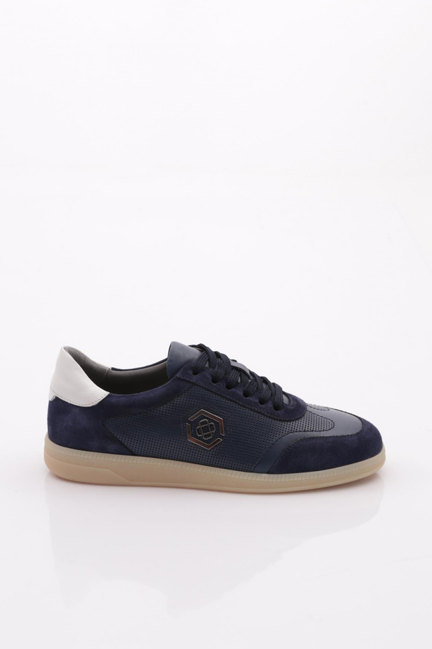 Men's Lace-Up Sneakers Shoes Navy Suede 73523617
