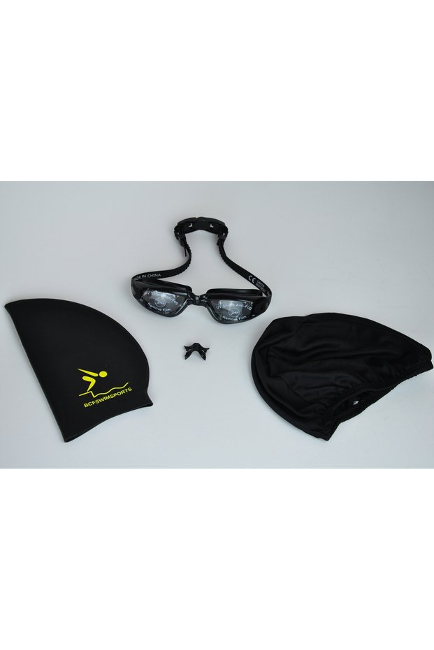 Set of 4 / Professional Pool and Sea Swimming Goggles Anti-Fog Waterproof - Silicone Cap - Cloth Cap