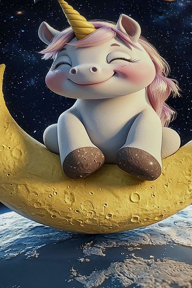 Ayda Oturan Unicorn Desenli Kız Çocuk Tek Kişilik Dekoratif Yatak Örtüsü Yastık Kılıflı - 3