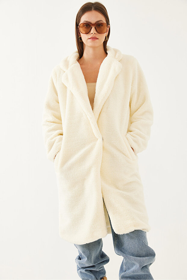 Dámský plyšový kabát s podšívkou do kapsy 2427 60351029 - 4