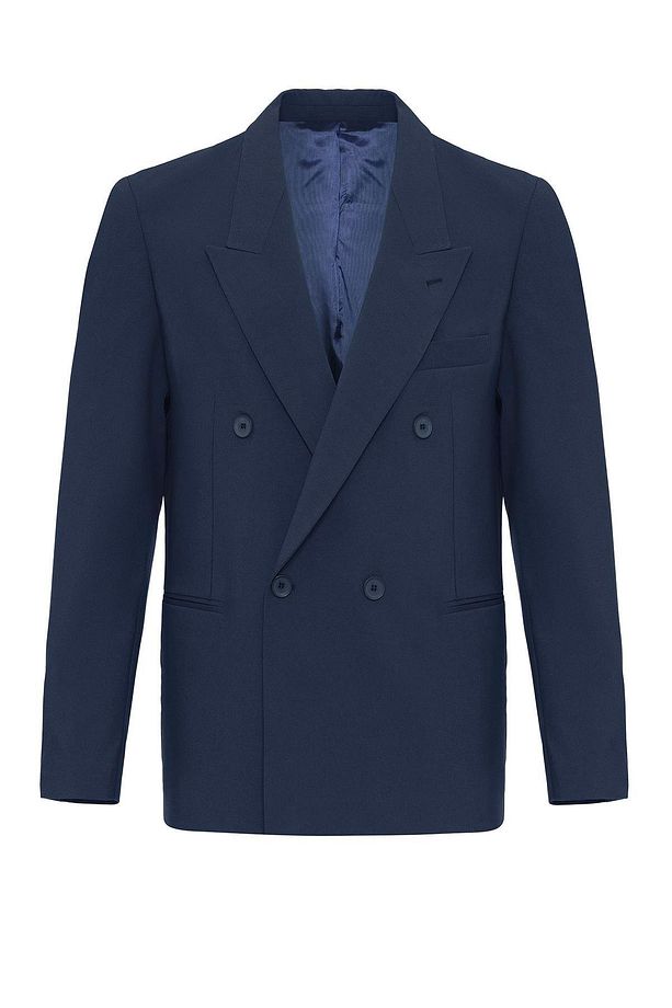 İndigo Tek Düğme Kruvaze Erkek Blazer Ceket - 7