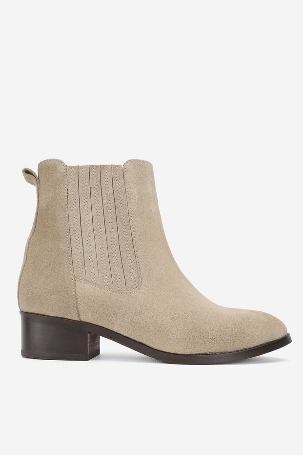 Women's Beige Nubuck Genuine Natural Leather Number 35-41 Chelsea Boots & Booties
