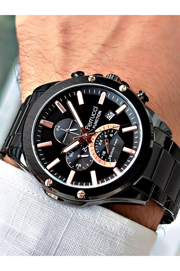 Black Color Steel Band Men's Wrist Watch 03247
