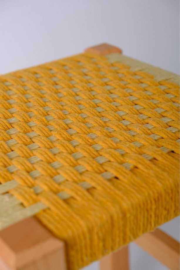 Ahşap Hasır Örgülü Tabure Mutfak/Balkon/Piknik Masa Taburesi 45 cm - 5