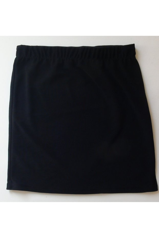 Above-The-Knee Skirt / Black / Denim Texture