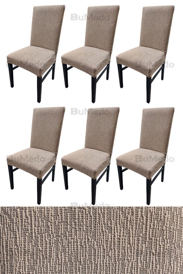 Jacquard Woven Fabric Lycra Flexible 6-Piece Chair Cover Set, High Quality Stretch Chair Cover (6 PIECES)