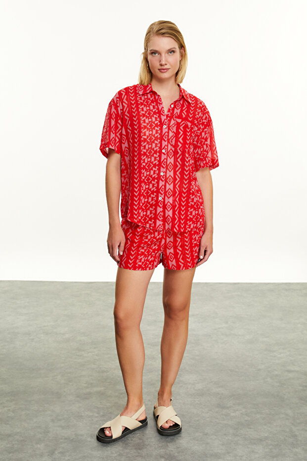 ETNİK BASKILI KISA ŞORT - 4