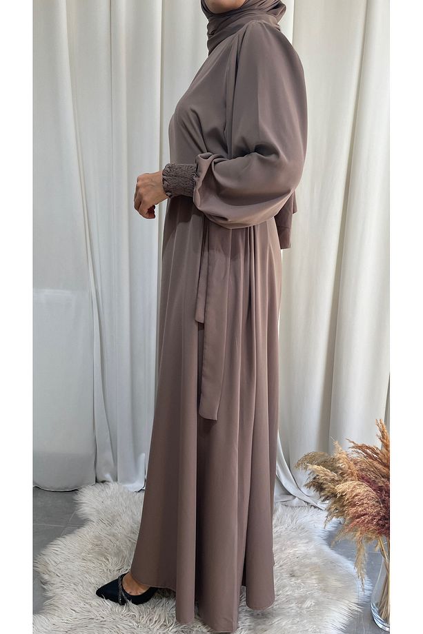 Model İnci Yan Bağcıklı Tesettür Elbise - 3