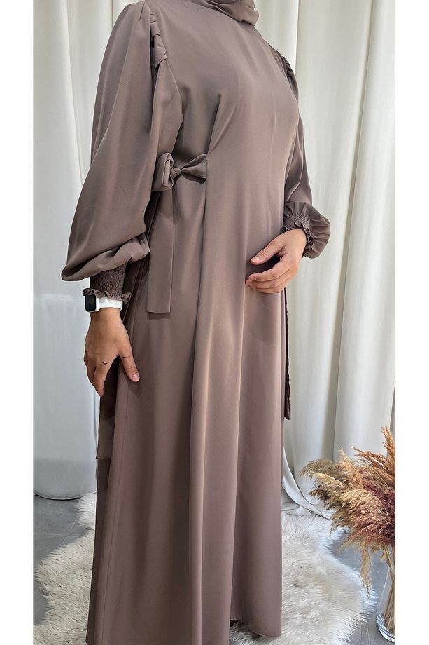 Model İnci Yan Bağcıklı Tesettür Elbise - 4