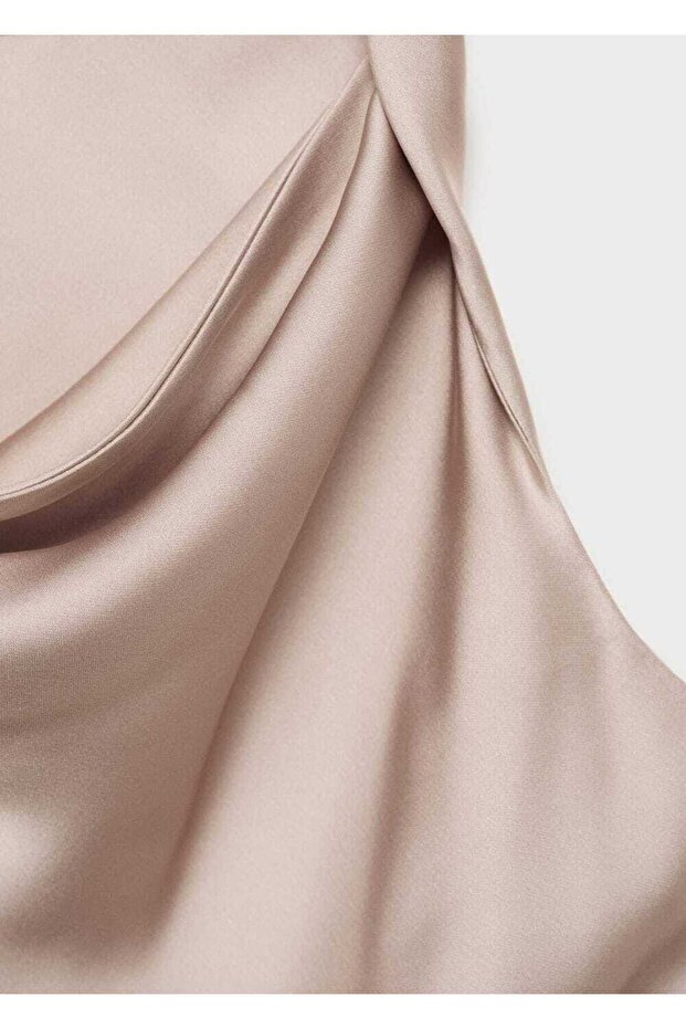 Drapeli yaka saten bluz - 7