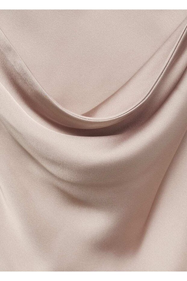 Drapeli yaka saten bluz - 6