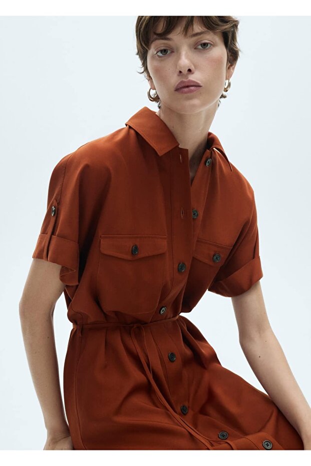 Lyocell-Hemdkleid mit Bindedetail - 5