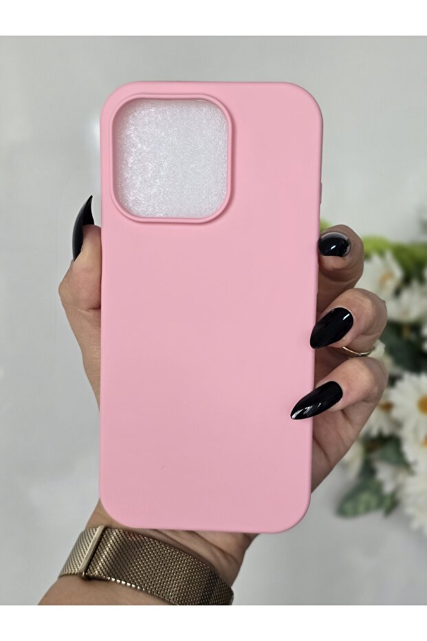 حافظة هاتف مخملية داخلية متوافقة مع هاتف Iphone 16 PRO باللون الوردي - 1