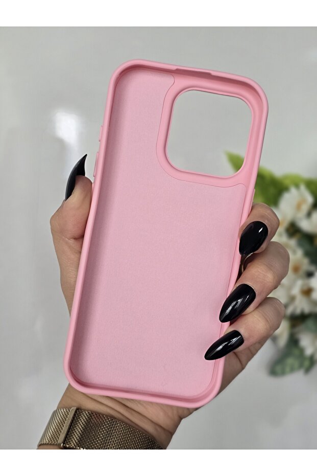 حافظة هاتف مخملية داخلية متوافقة مع هاتف Iphone 16 PRO باللون الوردي - 5