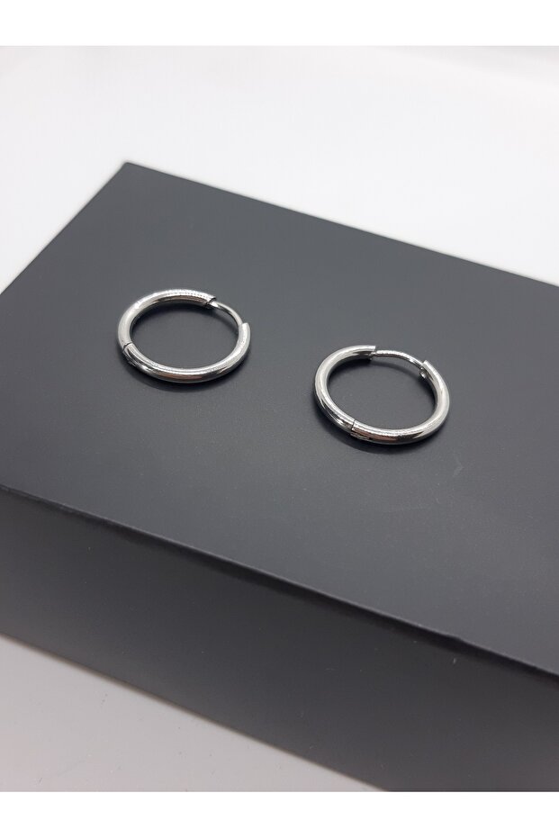 12 mm Antiallergic Stainless (1 Pair) Steel Hoop Earrings (Thickness: 1.6 mm)