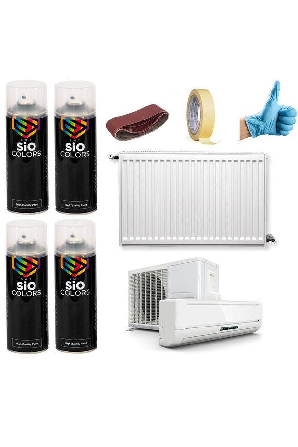 4 ADET ISIYA DAYANIKLI PETEK-RADYATÖR-KALORİFER SPREY BOYA SETİ 400 ML ZIMPARA+ELDİVEN+BANT - 1