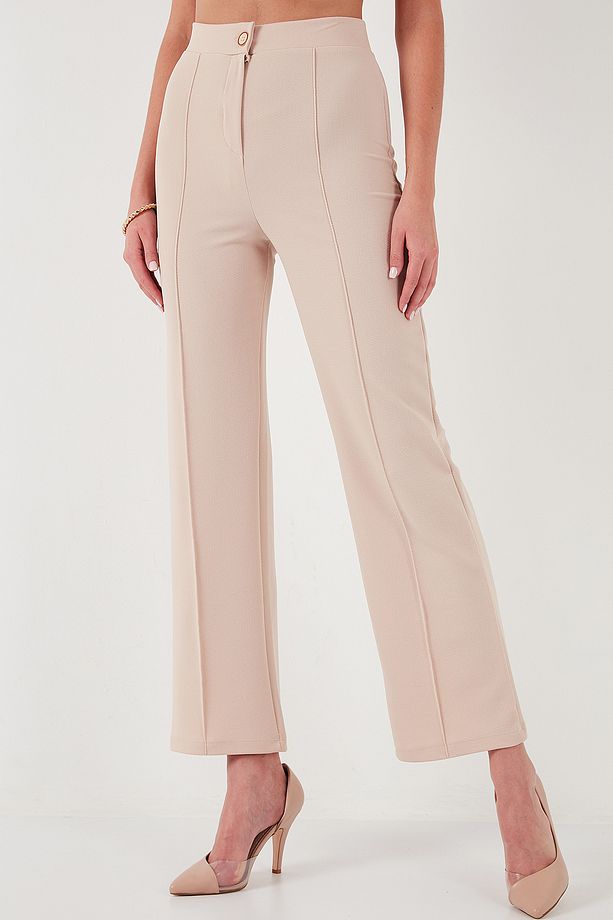 Standart Fit Çimalı Yüksek Bel Düz Paça Pantolon  PANTOLON 5865972 - 6