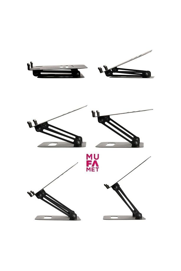 Basic 2 Tüm Modellerle Uyumlu Metal Kolay Ayarlanır Katlanabilir Ergonomik Laptop Standı Yükseltici - 6