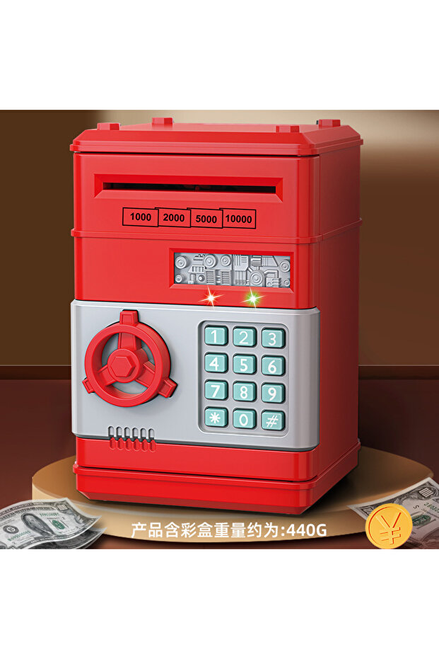 Red 20X15 Electronic Piggy Bank - Atm with Combination and Lock