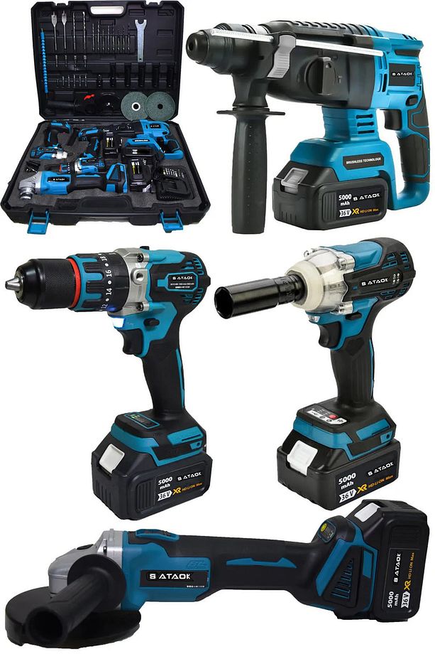 4 Lü Set 36v 5ah Şarjlı Taşlama-şarjlı Hilti-13mm-darbeli Şarjlı Matkap-şarjlı Somun Sıkma - 1