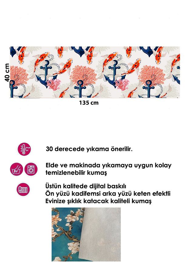Kaliteli Kumaş, Canlı Renkler Runner Ve 4 Adet Kırlent Kılıfı Takımı - 3