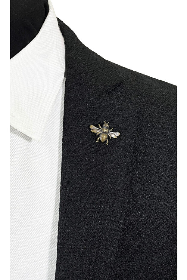 Arı Figürlü Bronz Renginde Ceket Yaka İğnesi Broş - 1