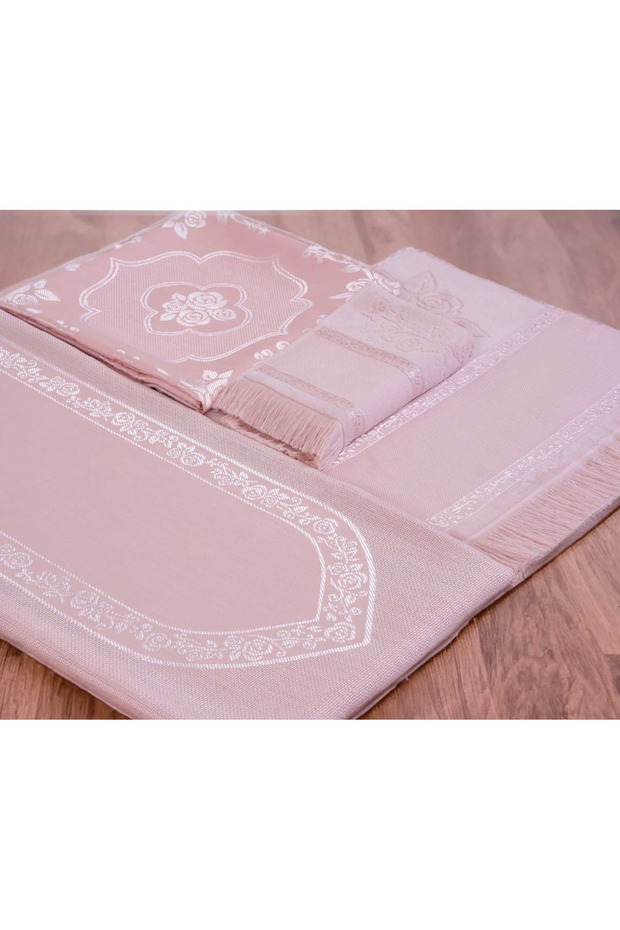 Etamin Embroidered Prayer Rug Set, Bohça Prayer Rug, 2 Towels