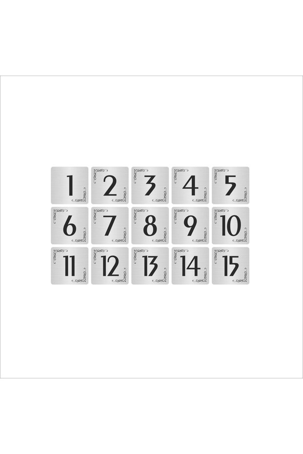 Metal Door Table Cabinet Number Plate 5X5Cm Silver Color 15 Pieces (1…15)