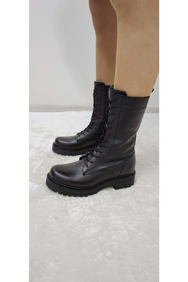 Siyah Gerçek Deri Postal - 1