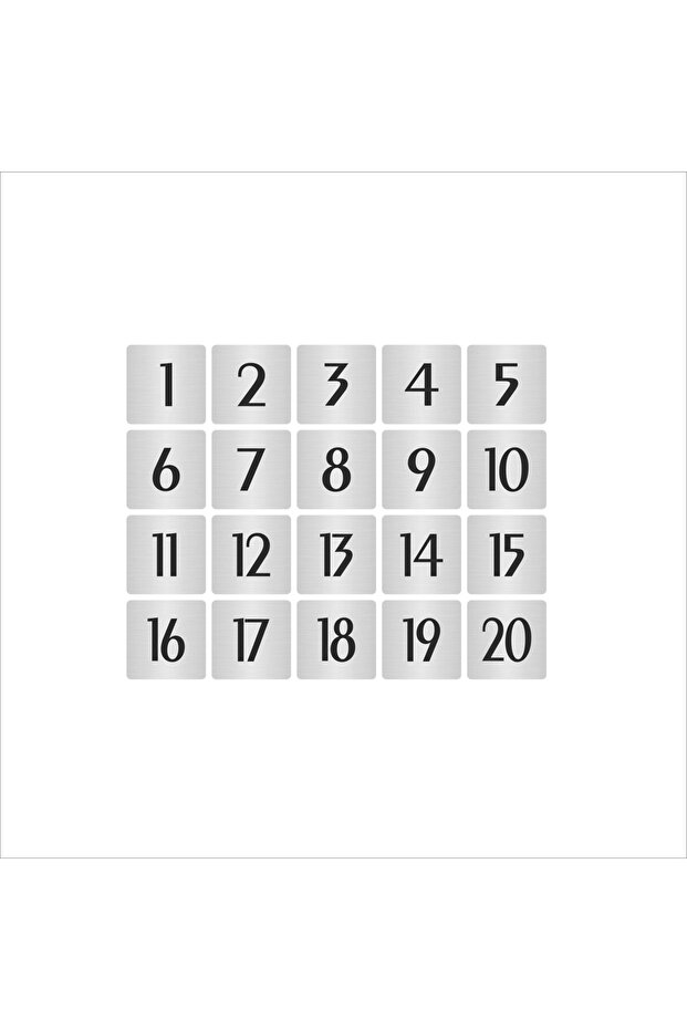 Metal Door Table Cabinet Number Simple Model 5X5Cm Silver Color 20 Pieces (1…20)