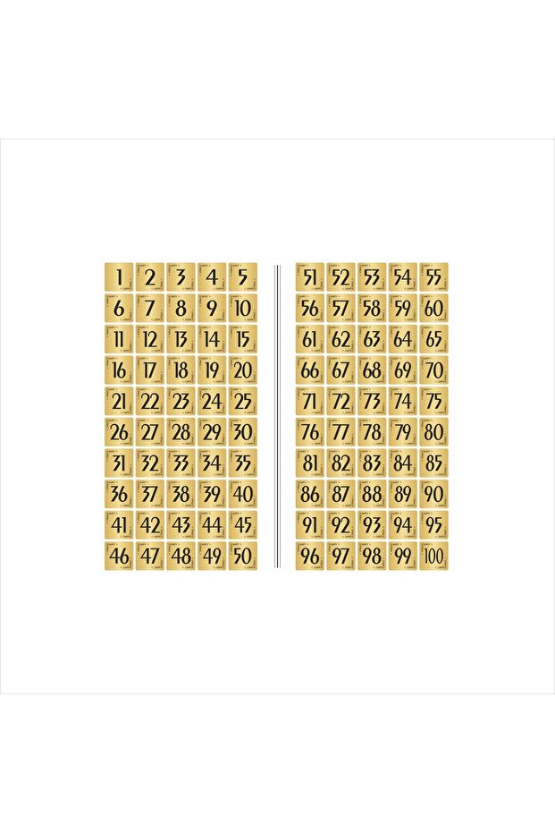 Metal Door Table Cabinet Number Plate 3.5X3.5Cm Gold Color 100 Pieces (1…100)