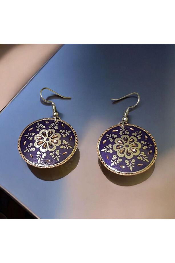 Bakır küpe, kupe, Bakır küpe modeli, işlemeli küpe, Saf bakır küpe, pembe küpe, kadın küpe - 3