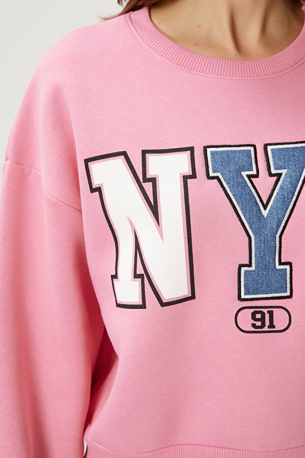 Kadın Cool Pembe Şardonlu  Sweatshirt - 7
