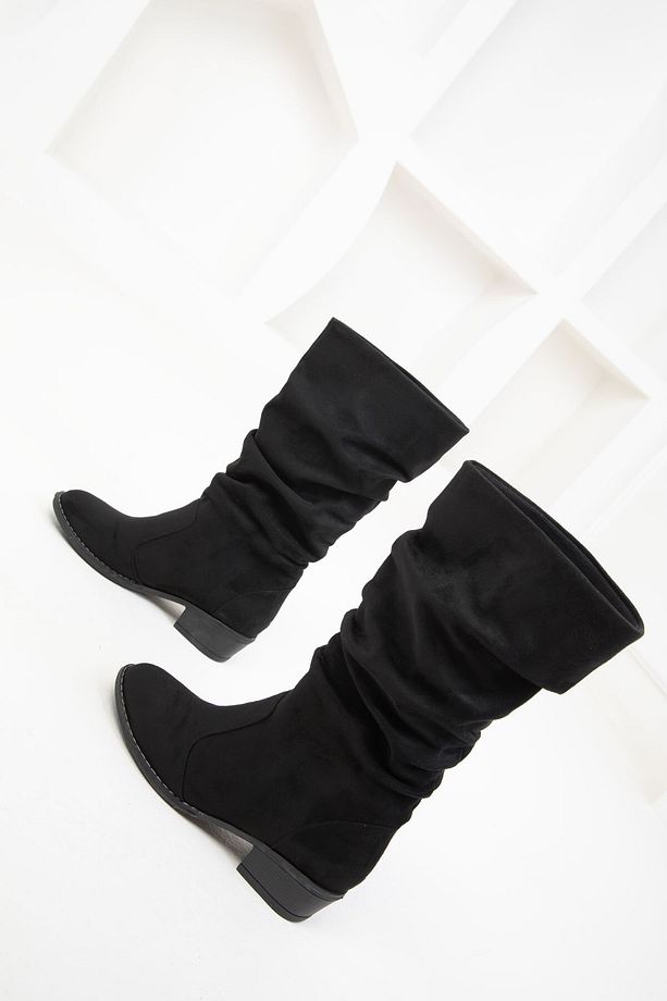 Siyah Süet Kadın Bot & Bootie 15331 - 2