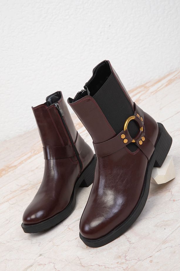 Bordo Kadın Bot & Bootie 19832 - 2