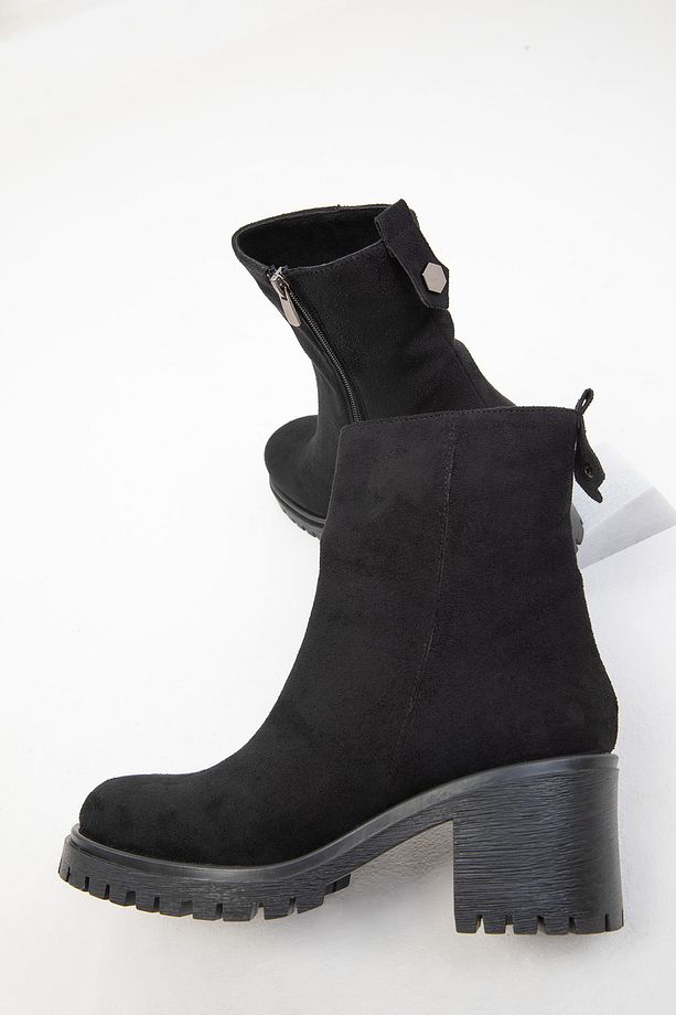 Siyah Süet Kadın Bot & Bootie 19834 - 3