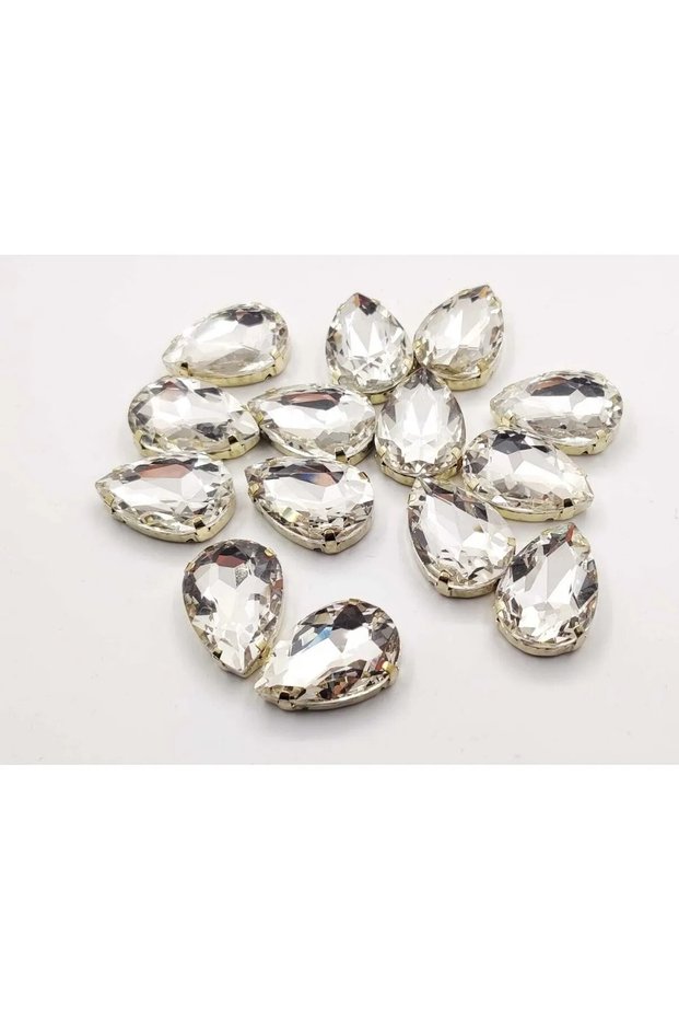 18X25 (2.5 cm) Silver Case Strut Drop Stone White Crystal 10 Pieces