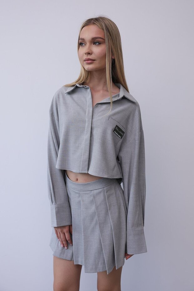 Pileli Şort Etek Gömlek Takım - 5