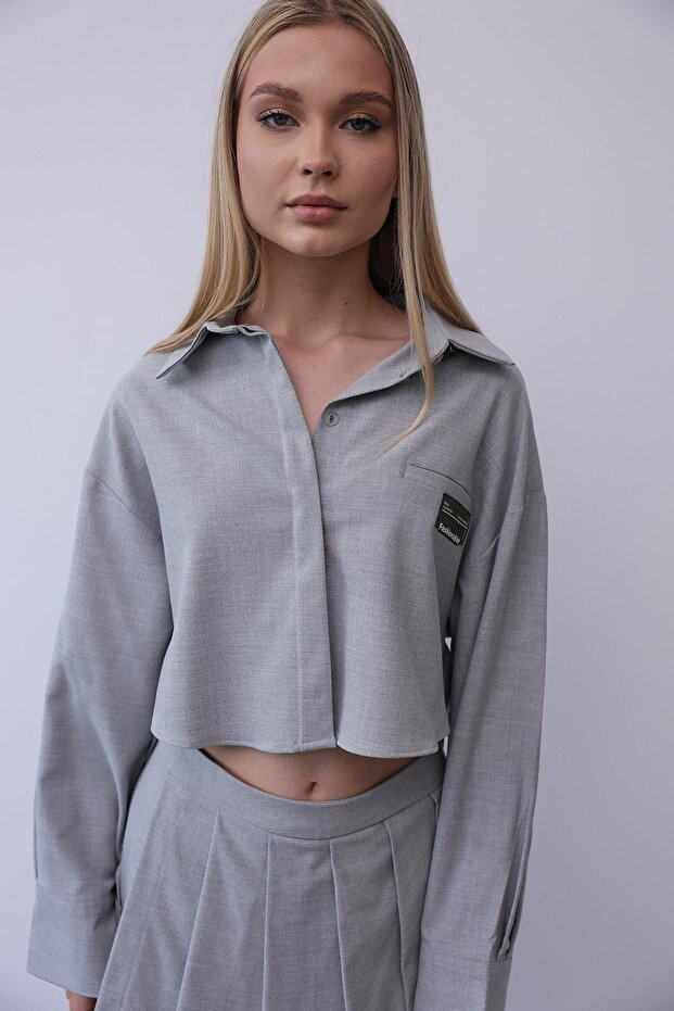 Pileli Şort Etek Gömlek Takım - 6