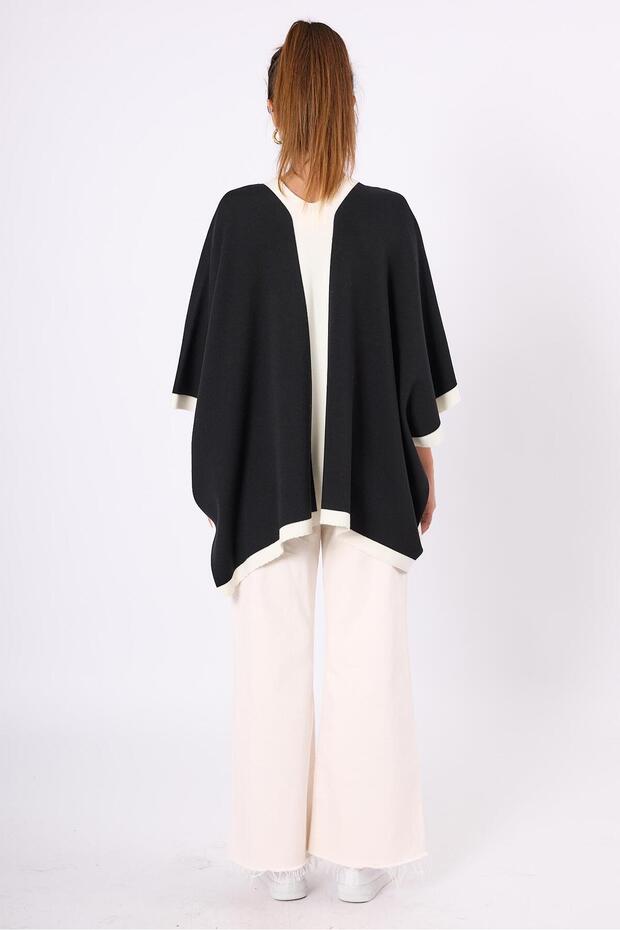 Mary Kadın Triko Panço - Siyah - 7