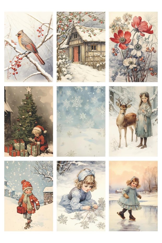 New Year Themed Nostalgic 9-Piece Postcard Photocard Series Model 5