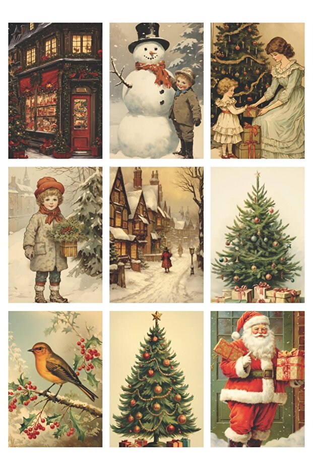 Christmas Themed Nostalgic 9 Postcard Photocard Series Model 9