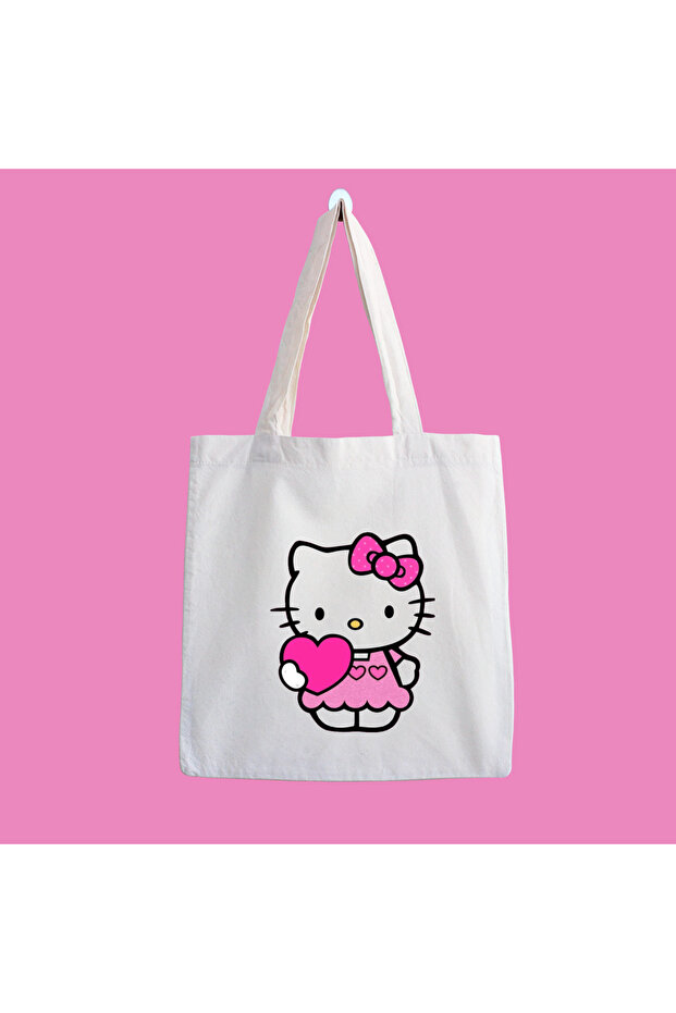 Hello Kitty Heart Waterproof Printed Cloth Bag, Beach Bag