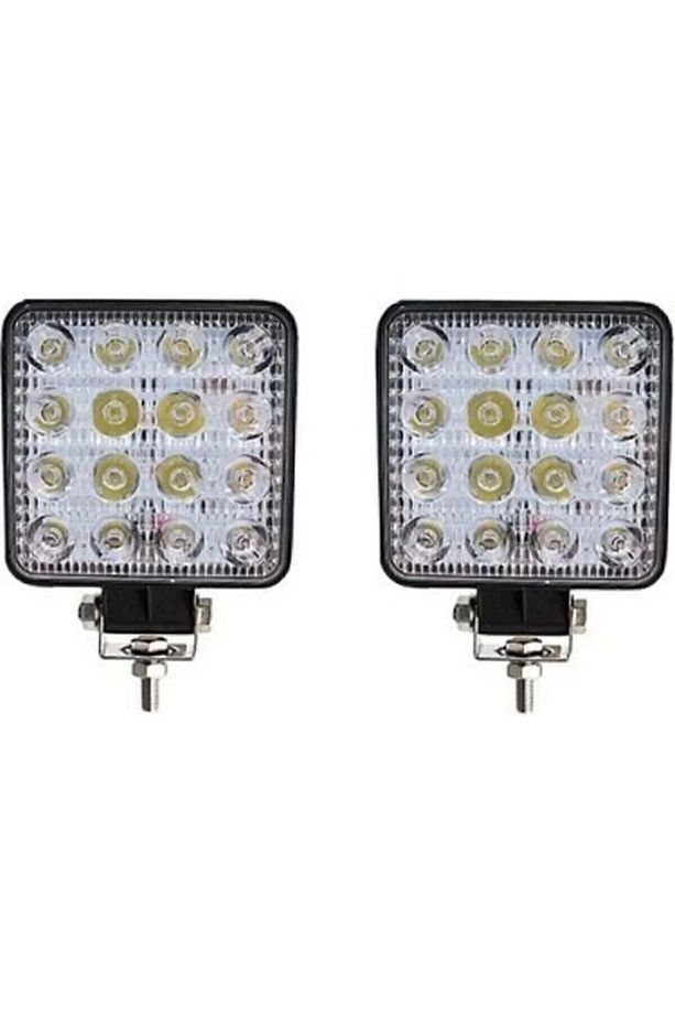 Off Road Sis Farı - Lamba 16 Led Kare Çalışma Lambası 2 Adet - 3