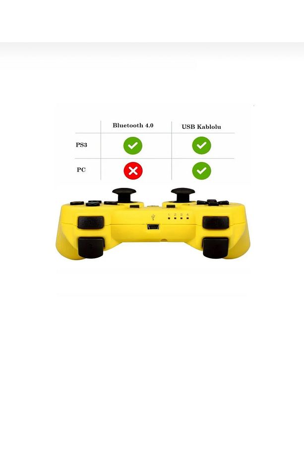 Ps3 Joystick Ps3 Kol Sarı , 1,5 Mt Sarj Kablosu Dahil - 3