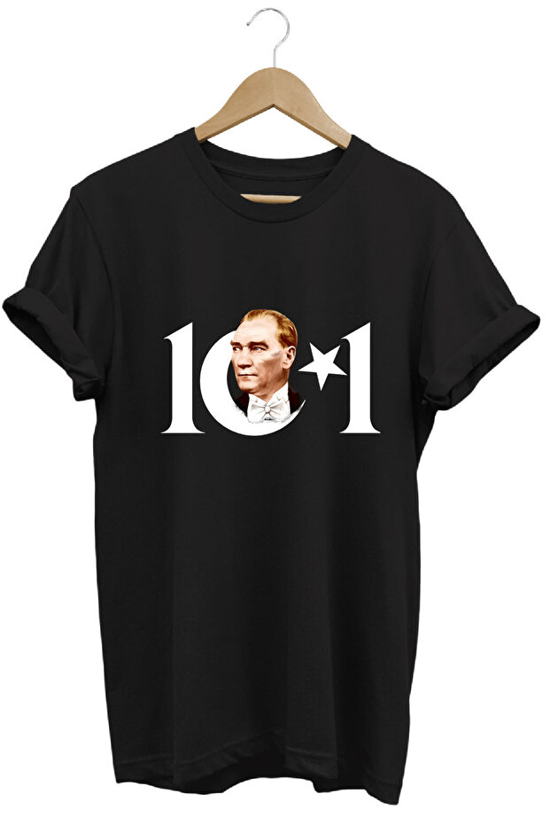October 29 Atatürk Republic 101 Years Old Printed 100% Cotton Premium Black T-Shirt
