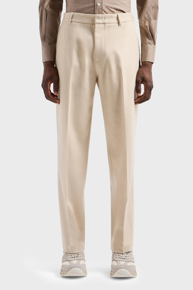 Wool and Cashmere Regular Fit Normal Waist Trousers Men's Pants 6D1P67 1Nuvz 0128